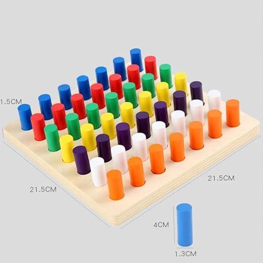 Educational Colour Sorting & Stacking Wooden Peg Board Memory Shark
