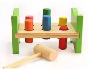 Wooden Hammer & Peg Pound Bench Toy - Memory Shark