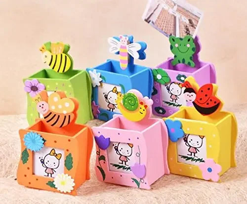Wooden Stationery Pen Stand With Photo Frame - Memory Shark