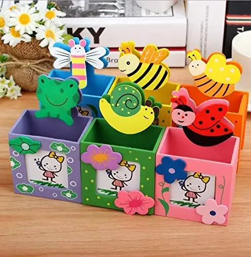 Wooden Stationery Pen Stand With Photo Frame - Memory Shark