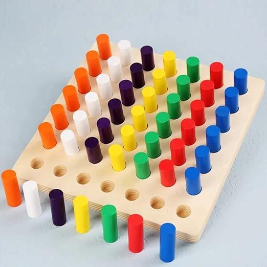Educational Colour Sorting & Stacking Wooden Peg Board Memory Shark