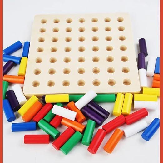 Educational Colour Sorting & Stacking Wooden Peg Board Memory Shark