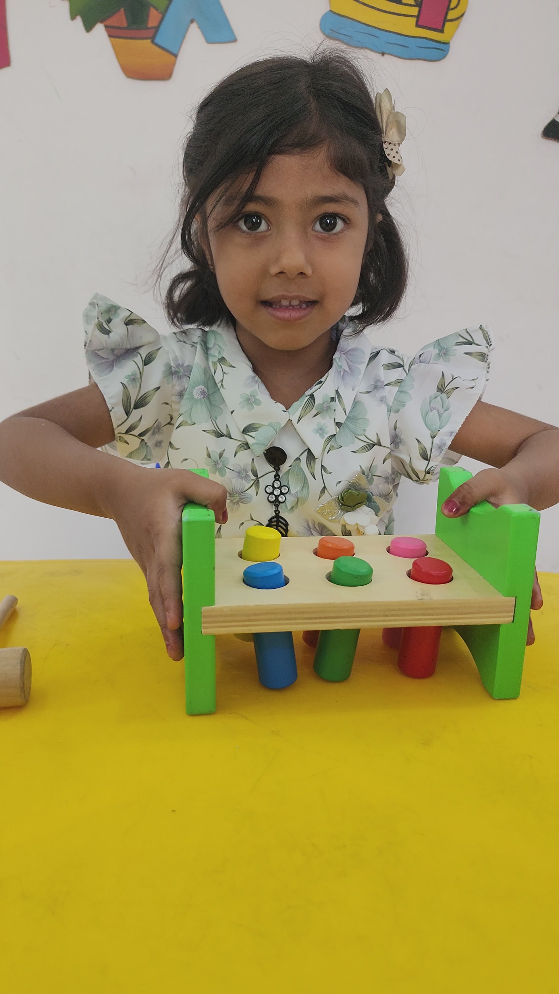 Wooden Hammer & Peg Pound Bench Toy