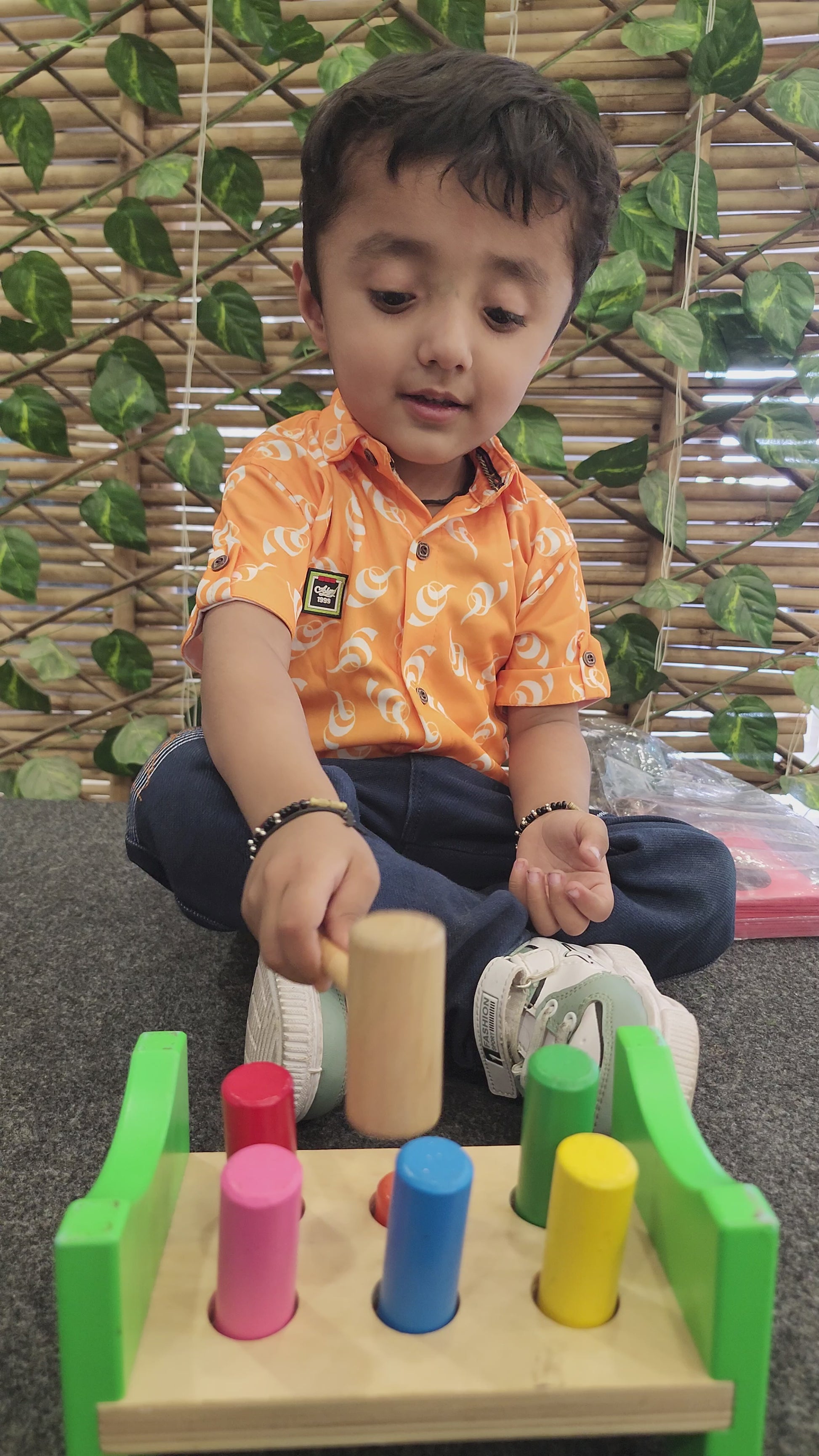 Wooden Hammer & Peg Pound Bench Toy